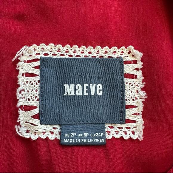 Maeve Anthropologie Grier Jumpsuit Red Crepe Rayon Cap Sleeves Tie Front Size 2P - Picture 7 of 13